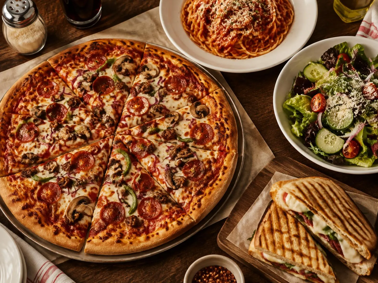 Pizza, Pasta, Salat und Panini als italienische Auswahl bei Da Emilio